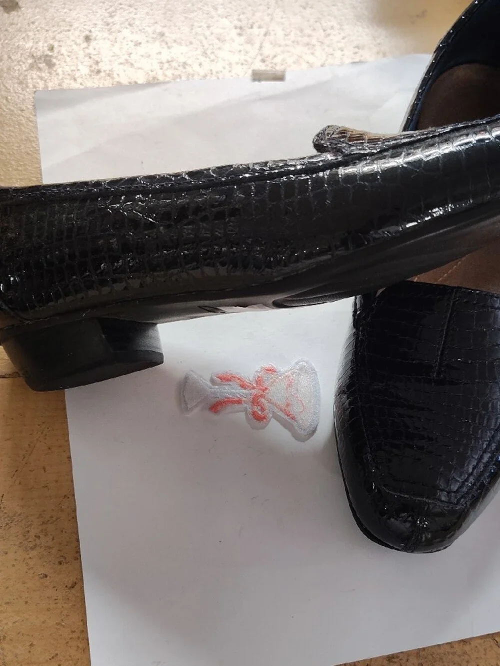Black Croc-Embossed Slip-On Loafers for Women